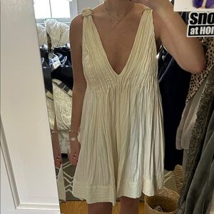 Free People Cream V-Neck Mini Dress